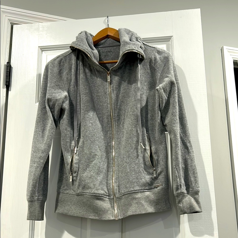 Calvin Klein Velour Full Zip-Up Jacket y.